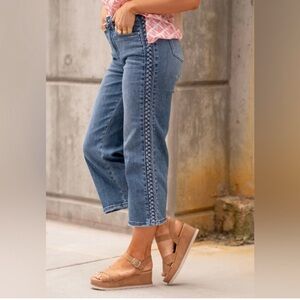 Judy Blue Braided High Rise Crop Wide Leg Jeans Size 11 / 30